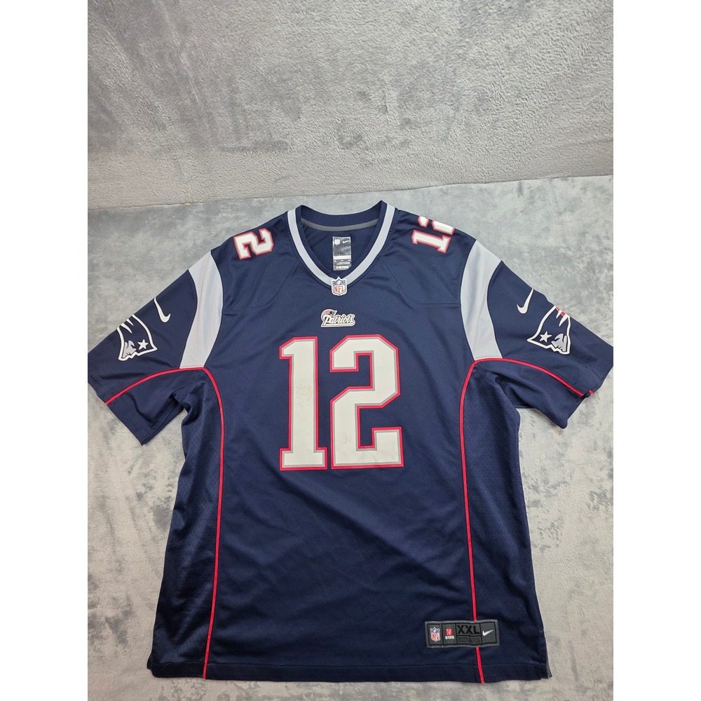 Nike NFL New England Patriots Tom Brady 12 Jersey Navy Blue Mens XXL